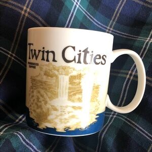 Starbucks Twin Cities Mug - White, Gold, and Blue